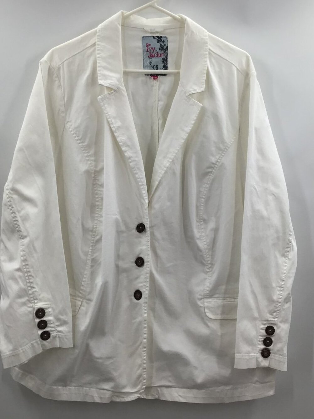 Clean Girl Women's 30/32 White Summer Blazer STRETCH Pockets Cotton Spandex L/S